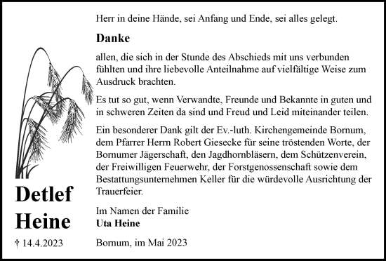 Traueranzeige von Detlef Heine von Braunschweiger Zeitung