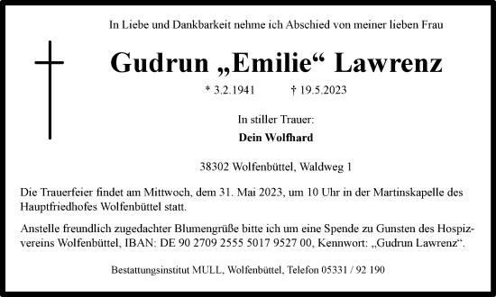 Traueranzeige von Gudrun Lawrenz von Braunschweiger Zeitung