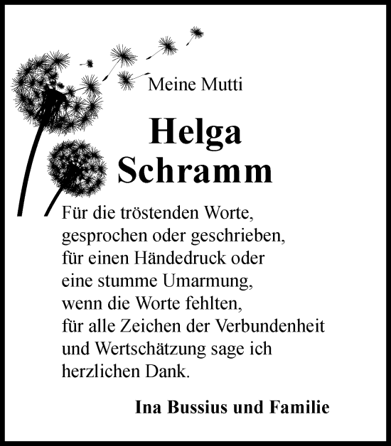 Traueranzeige von Helga Schramm von Wolfsburger Nachrichten