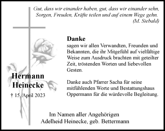 Traueranzeige von Hermann Heinecke von Braunschweiger Zeitung, Salzgitter-Zeitung