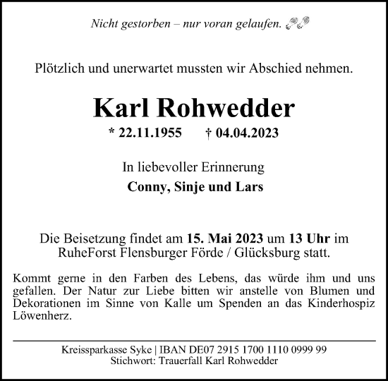 Traueranzeige von Karl Rohwedder von Braunschweiger Zeitung
