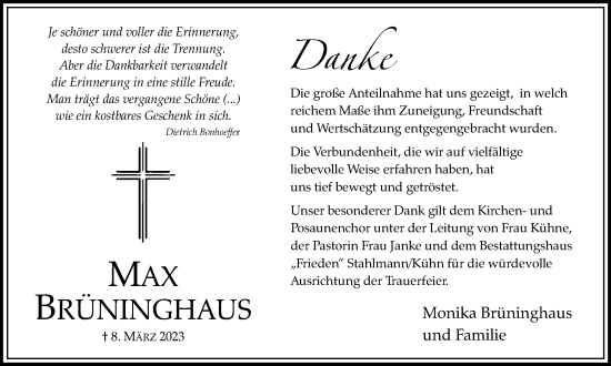 Traueranzeige von Max Brüninghaus von Salzgitter-Zeitung