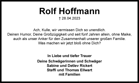Traueranzeige von Rolf Hoffmann von Braunschweiger Zeitung