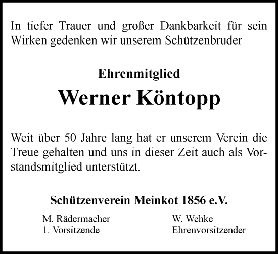 Traueranzeige von Werner Köntopp von Helmstedter Nachrichten