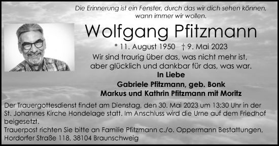 Traueranzeige von Wolfgang Pfitzmann von Braunschweiger Zeitung