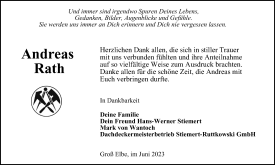 Traueranzeige von Andreas Rath von Salzgitter-Zeitung, Wolfenbütteler Zeitung