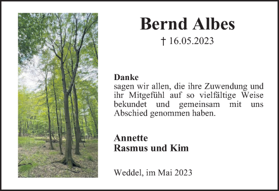Traueranzeige von Bernd Albes von Braunschweiger Zeitung