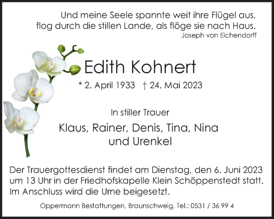 Traueranzeige von Edith Kohnert von Wolfenbütteler Zeitung