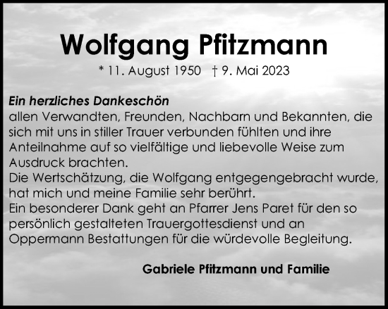 Traueranzeige von Wolfgang Pfitzmann von Braunschweiger Zeitung