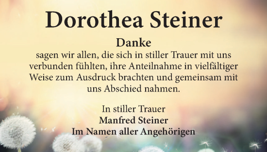 Traueranzeige von Dorothea Steiner von Braunschweiger Zeitung