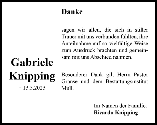 Traueranzeige von Gabriele Knipping von Braunschweiger Zeitung