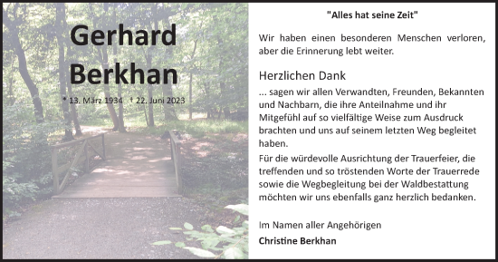 Traueranzeige von Gerhard Berkhan von Braunschweiger Zeitung