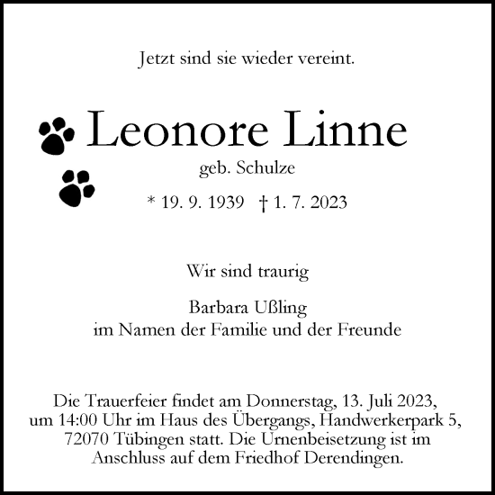 Traueranzeige von Leonore Linne von Braunschweiger Zeitung
