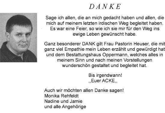Traueranzeige von ACKE,  von Braunschweiger Zeitung
