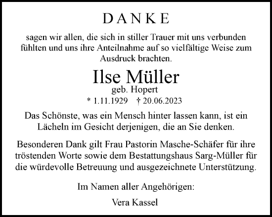 Traueranzeige von Ilse Müller von Braunschweiger Zeitung