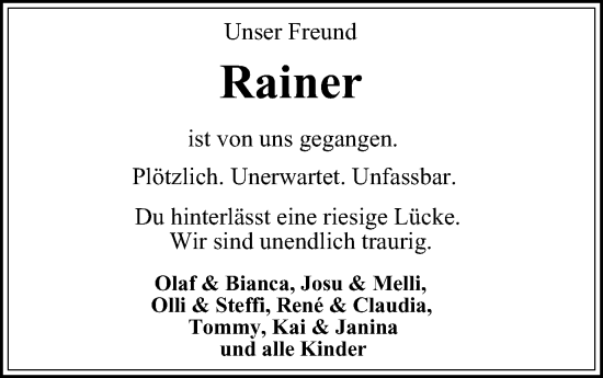Traueranzeige von Rainer  von Helmstedter Nachrichten