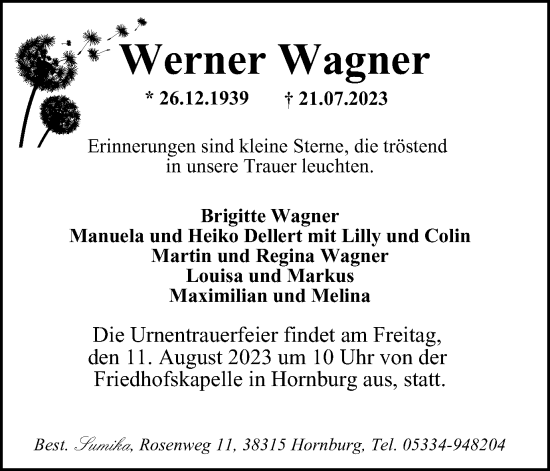 Traueranzeige von Werner Wagner von Braunschweiger Zeitung