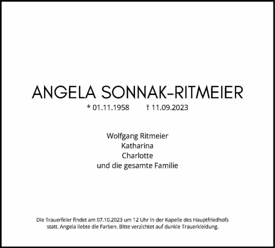 Traueranzeige von Angela Sonnak-Ritmeier von Braunschweiger Zeitung