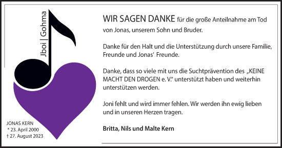 Traueranzeige von Jonas Kern von Braunschweiger Zeitung