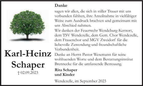 Traueranzeige von Karl-Heinz Schaper von Braunschweiger Zeitung