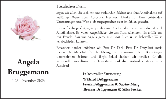 Traueranzeige von Angela Brüggemann von Braunschweiger Zeitung