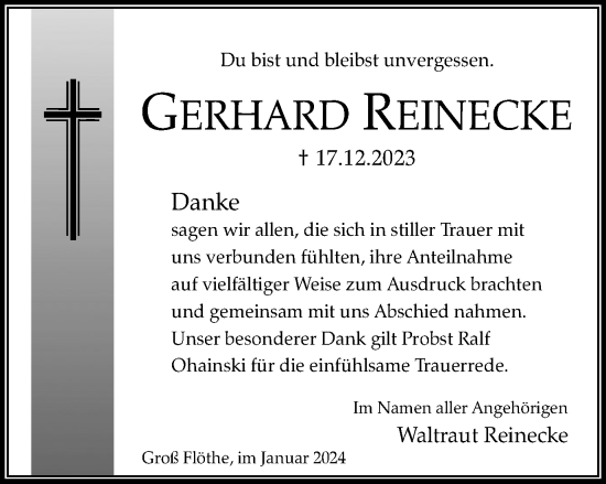 Traueranzeige von Gerhard Reinecke von Salzgitter-Zeitung