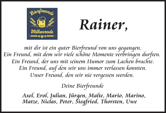 Traueranzeige von Rainer  von Braunschweiger Zeitung