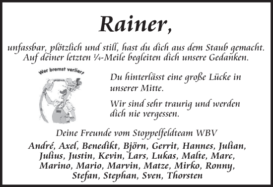 Traueranzeige von Rainer  von Braunschweiger Zeitung