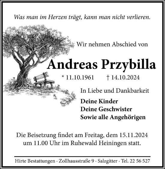 Traueranzeige von Andreas Przybilla von Salzgitter-Zeitung