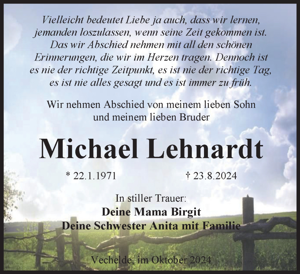  Traueranzeige für Michael Lehnardt vom 12.10.2024 aus Braunschweiger Zeitung