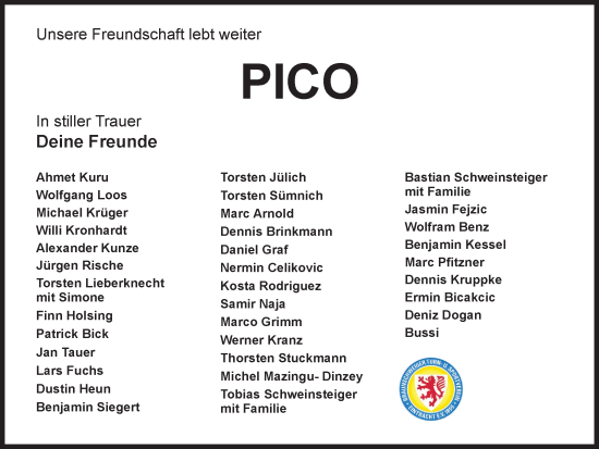 Traueranzeige von Pico  von Braunschweiger Zeitung