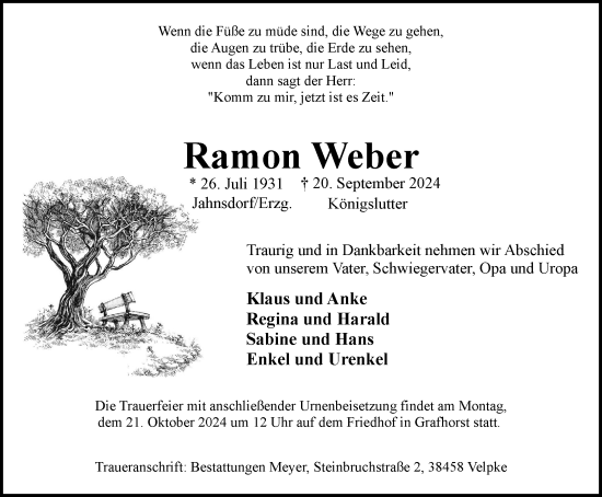 Traueranzeige von Ramon Weber von Helmstedter Nachrichten