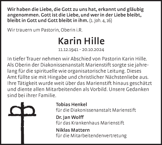 Traueranzeige von Karin Hille 