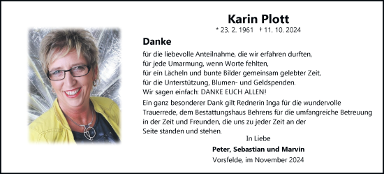Traueranzeige von Karin Plott 