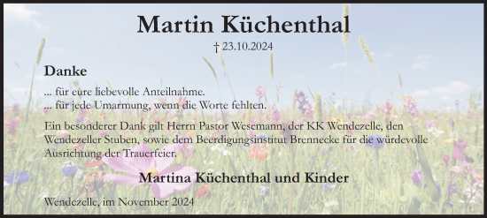 Traueranzeige von Martin Küchenthal von Peiner Nachrichten