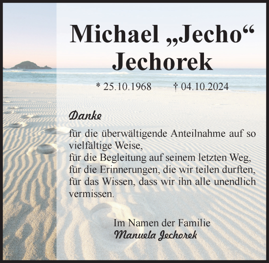 Traueranzeige von Michael Jechorek von Helmstedter Nachrichten