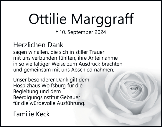 Traueranzeige von Ottilie Marggraff 