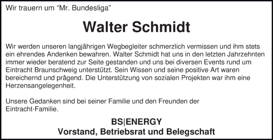 Traueranzeige von Walter Schmidt 