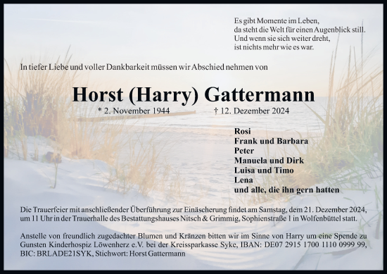 Traueranzeige von Horst Gattermann von Wolfenbütteler Zeitung