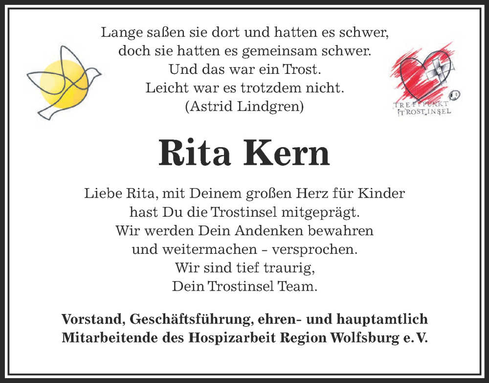  Traueranzeige für Rita Kern vom 21.12.2024 aus 