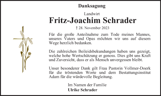 Traueranzeige von Fritz-Joachim Schrader von Braunschweiger Zeitung
