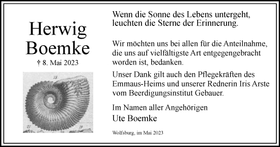 Traueranzeige von Herwig Boemke von Wolfsburger Nachrichten