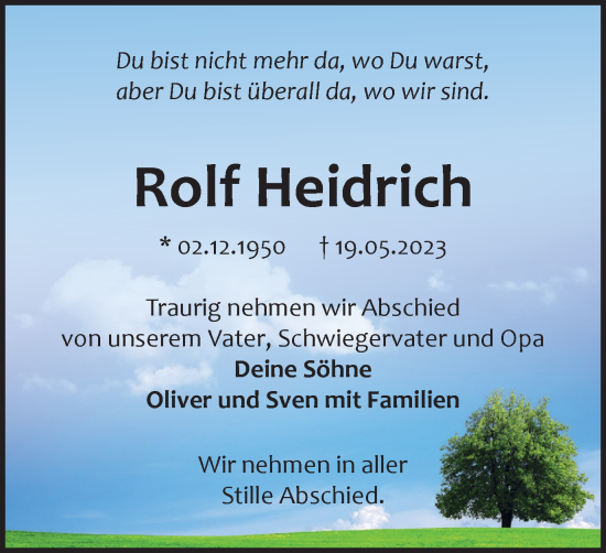 Traueranzeige von Rolf Heidrich von Salzgitter-Zeitung