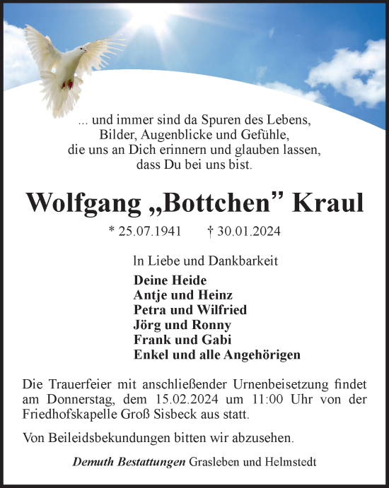 Traueranzeige von Wolfgang Kraul von Helmstedter Nachrichten