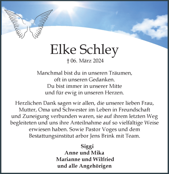 Traueranzeige von Elke Schley von Braunschweiger Zeitung