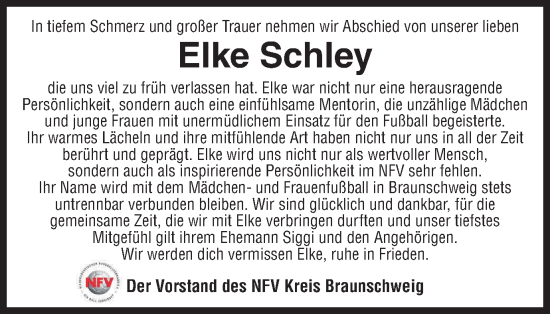 Traueranzeige von Elke Schley von Braunschweiger Zeitung