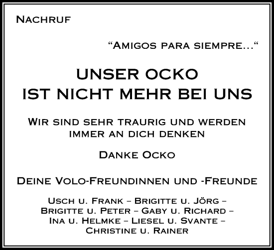 Traueranzeige von Ocko  von Braunschweiger Zeitung