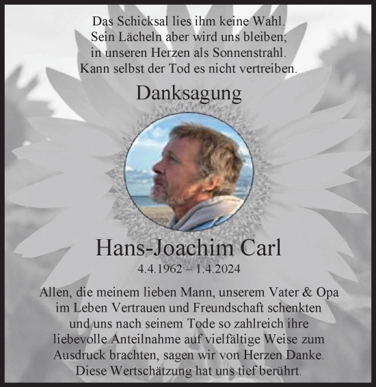 Traueranzeige von Hans-Joachim Carl von Peiner Nachrichten
