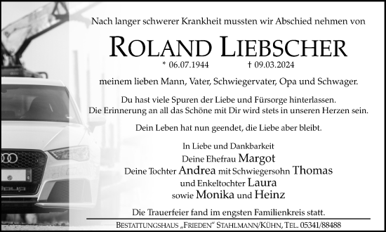 Traueranzeige von Roland Liebscher von Salzgitter-Zeitung
