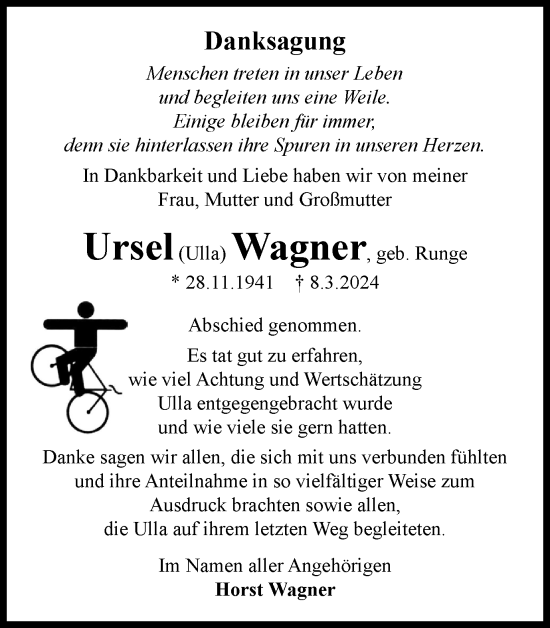 Traueranzeige von Ursel Wagner von Salzgitter-Zeitung